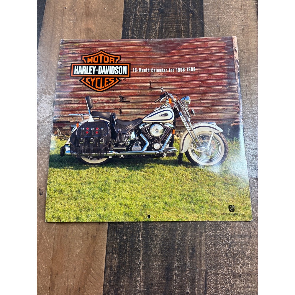 Vintage 1998 1999 Harley-Davidson 16 Month Wall Calendar American Greetings Bike